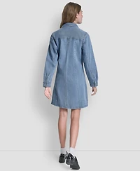 Dkny Jeans Women's Collared Seamed A-Line Shirt Dress