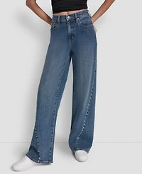 Dkny Jeans Womens High Rise Modern Wide Leg Jeans