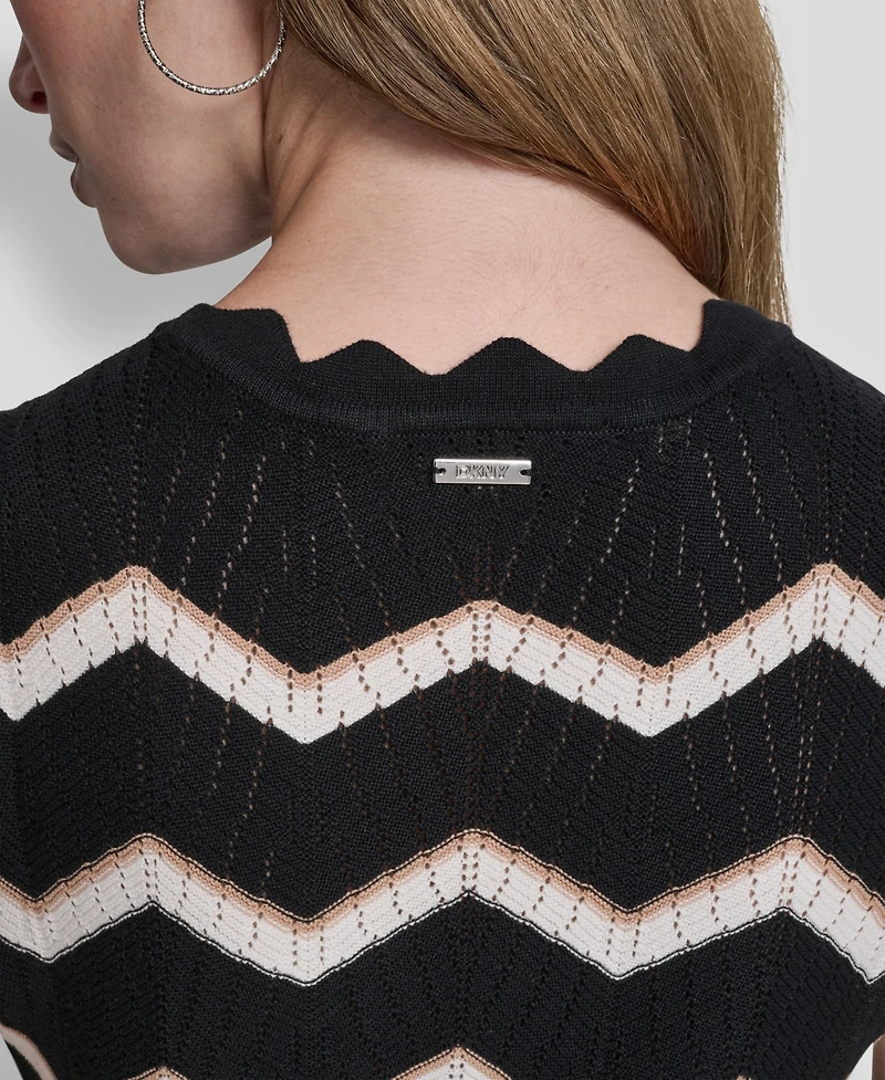 Dkny Jeans Women's Sleeveless Crewneck Stripe Short Dress