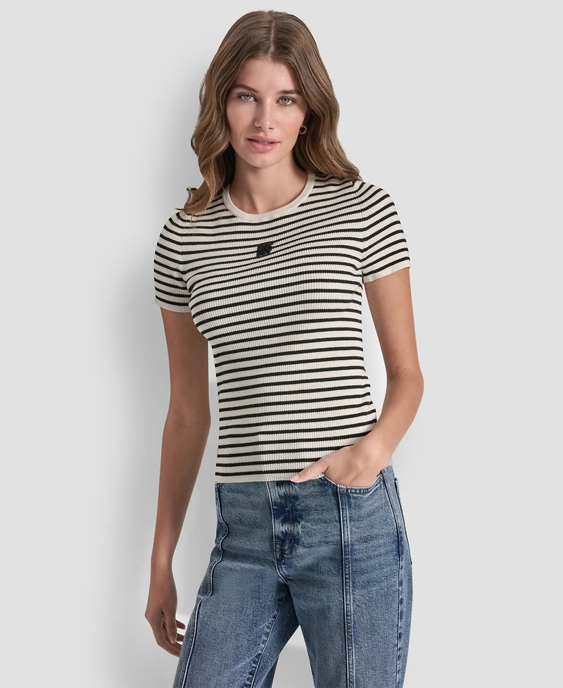 Dkny Jeans Women's Crewneck Striped Top
