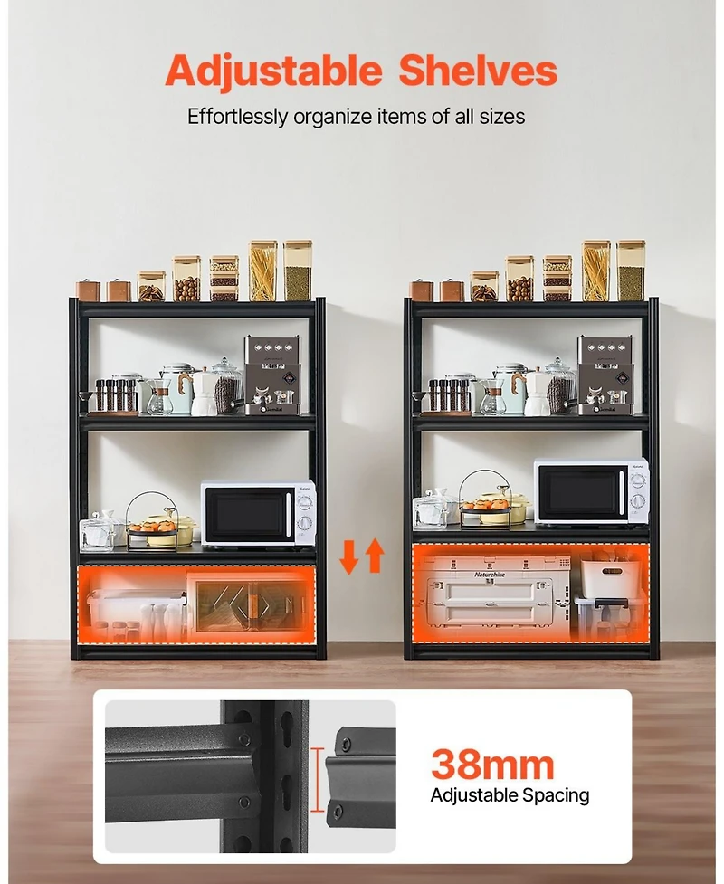 Mecale 4-Tier Garage Storage Shelves, 2400-Lb Capacity, 20"D x 40"W x 57"H, Adjustable Utility Rack, Black