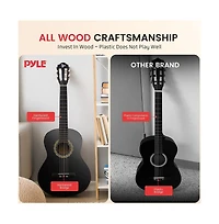 Pyle 34" 6-String Classic Guitar with Digital Tuner and Accessory Kit (Black