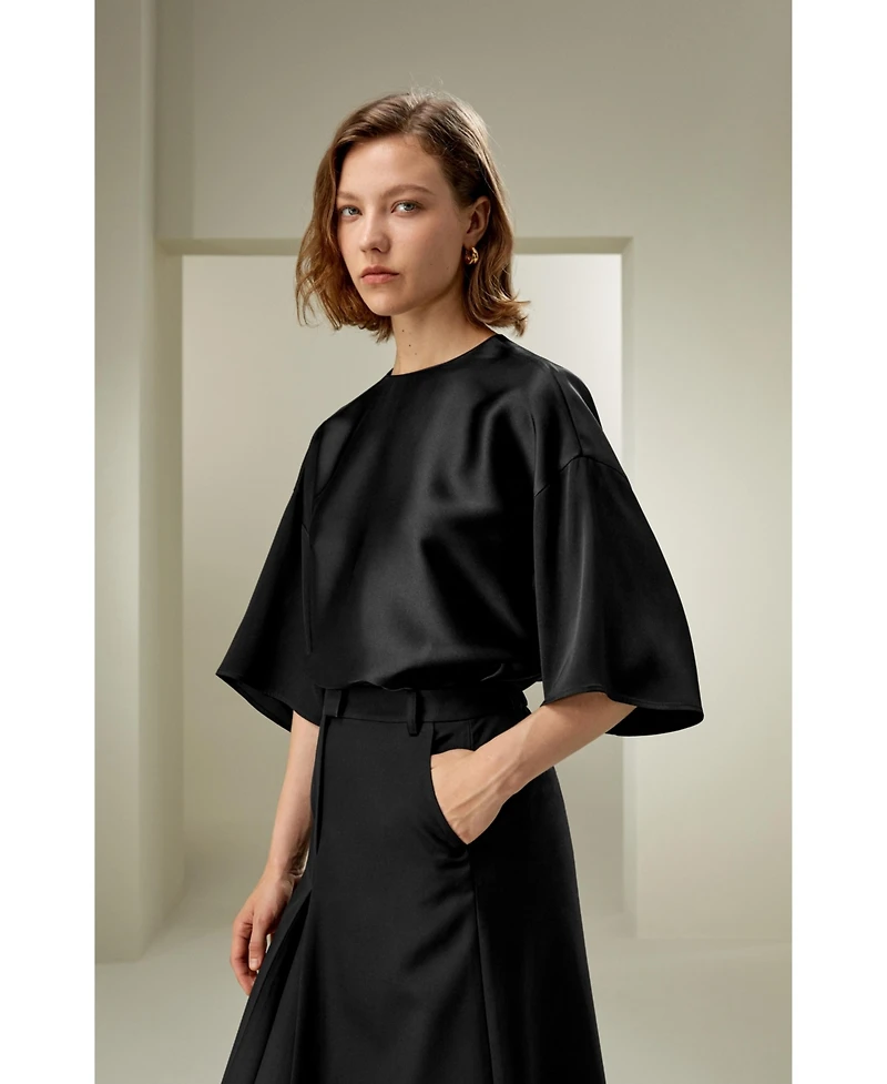 Lilysilk Women's Relaxed Silk Crewneck Blouse