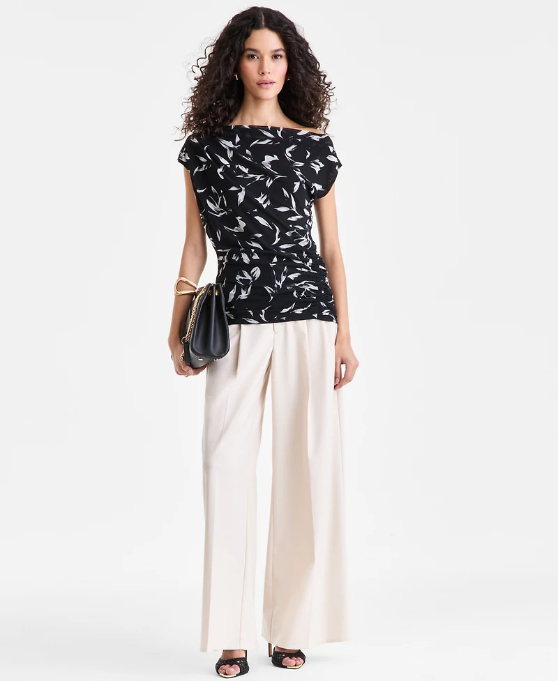 I.n.c. International Concepts Women's Short Sleeve Asymmetric Knit Top, Macy's Exclusive