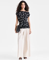 I.n.c. International Concepts Women's Short Sleeve Asymmetric Knit Top, Macy's Exclusive