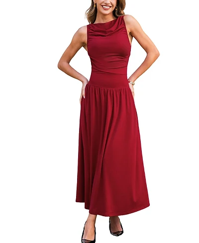 Cupshe Women's Knit Boatneck Sleeveless Maxi Dress