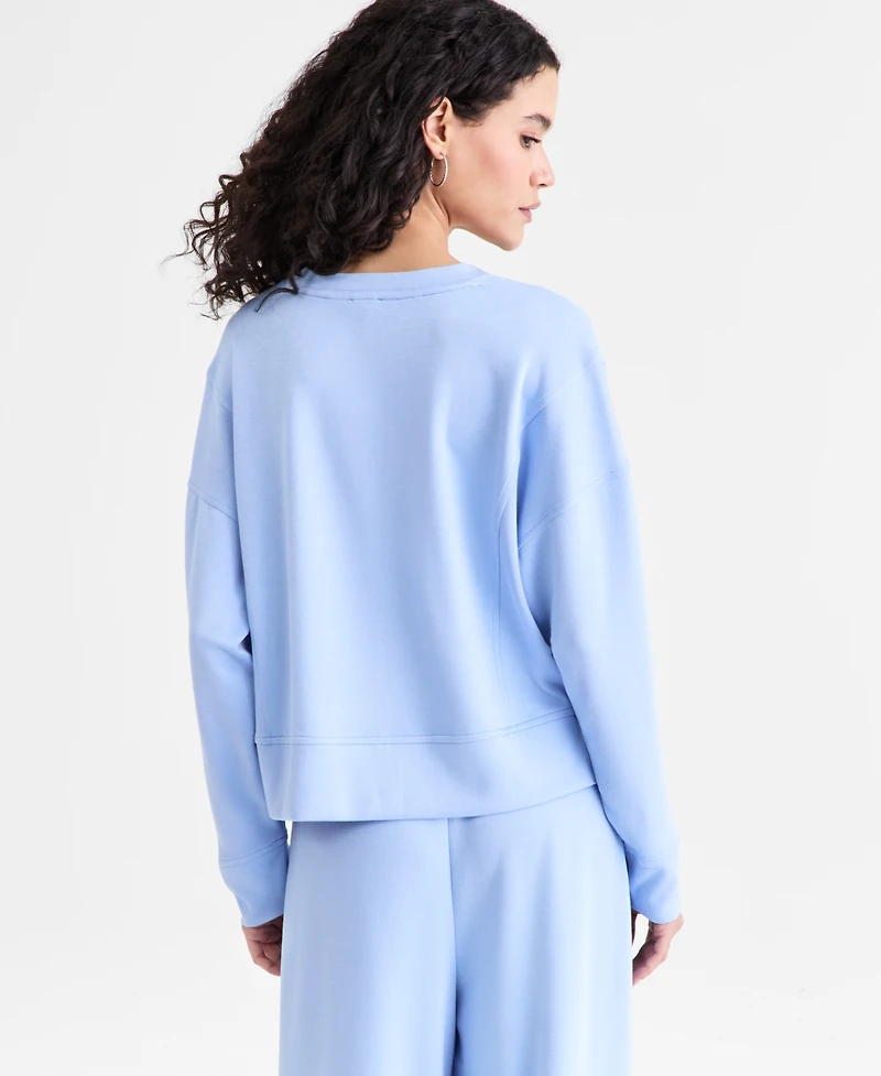 I.n.c. International Concepts Women's Off-Duty Long Sleeve V-Neck Sweatshirt, Macy's Exclusive