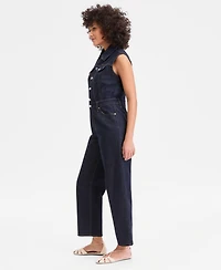 I.n.c. International Concepts Women's Denim Barrel-Leg Sleeveless Jumpsuit, Macy's Exclusive