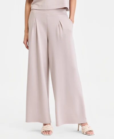 I.n.c. International Concepts Women's Off Duty Pleat-Front Wide-Leg Sweatpants