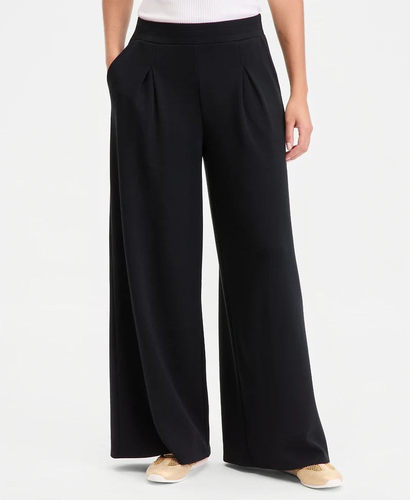 I.n.c. International Concepts Women's Off Duty Pleat-Front Wide-Leg Sweatpants