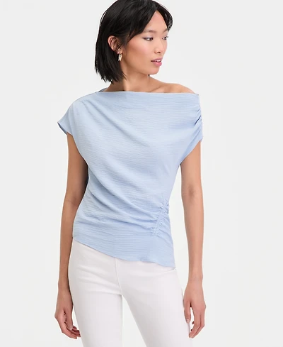 I.n.c. International Concepts Women's Short Sleeve Asymmetric Blouse, Macy's Exclusive