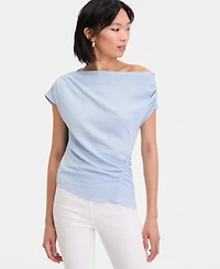 I.n.c. International Concepts Women's Short Sleeve Asymmetric Blouse, Macy's Exclusive