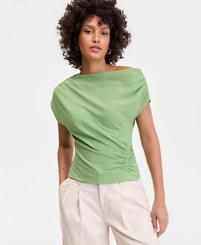 I.n.c. International Concepts Women's Short Sleeve Asymmetric Blouse, Macy's Exclusive