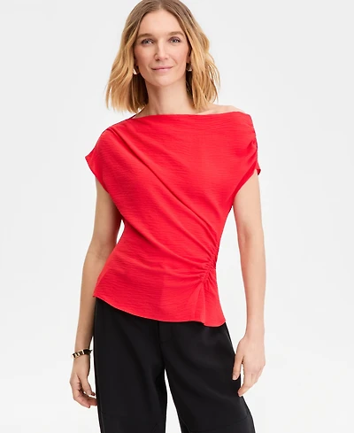 I.n.c. International Concepts Women's Short Sleeve Asymmetric Blouse, Macy's Exclusive