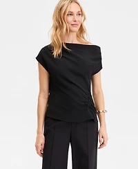 I.n.c. International Concepts Women's Short Sleeve Asymmetric Blouse, Macy's Exclusive