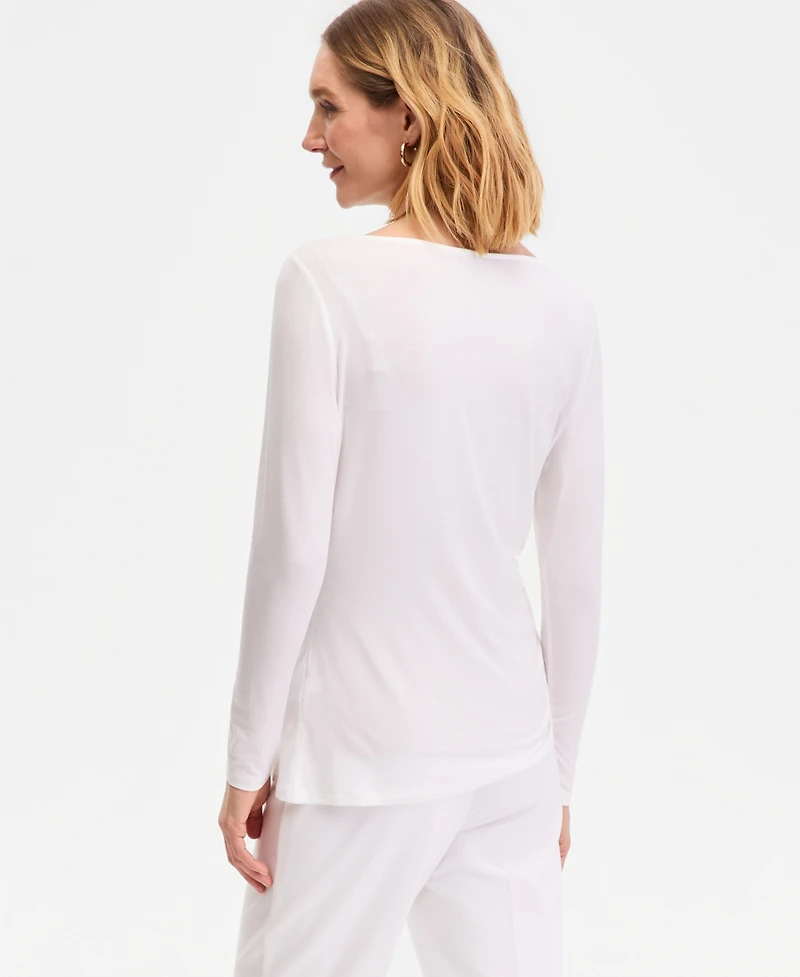 I.n.c. International Concepts Women's Long-Sleeve Asymmetrical-Hem Ruched Layering Top, Macy's Exclusive