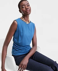 I.n.c. International Concepts Women's Short-Sleeve Ruched Boatneck Top, Macy's Exclusive
