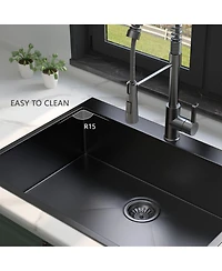 flynama 30x22x9inch Gunmetal Black Kitchen Sink Drop In Topmount Stainless Steel Single Bowl