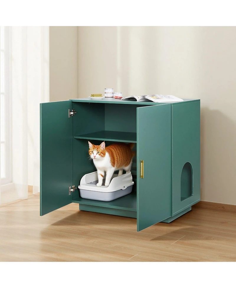 Cozito 31.5" Ventilated Wooden Litter Box Enclosure with Double Doors