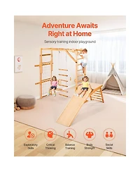 Slickblue 8-in-1 Indoor Playground Jungle Gym with Slide, Swing & Climb