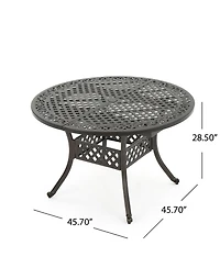 Mondawe Expandable Patio Dining Table, Aluminum Round Outdoor Dining Table with Lattice Design, Hammered Bronze Finish