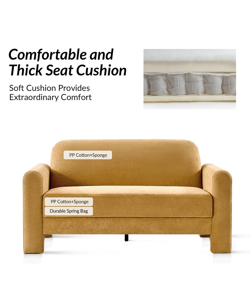 Hulala Home Shelbi 59.5" Modern Curved Chenille Loveseat Sofa