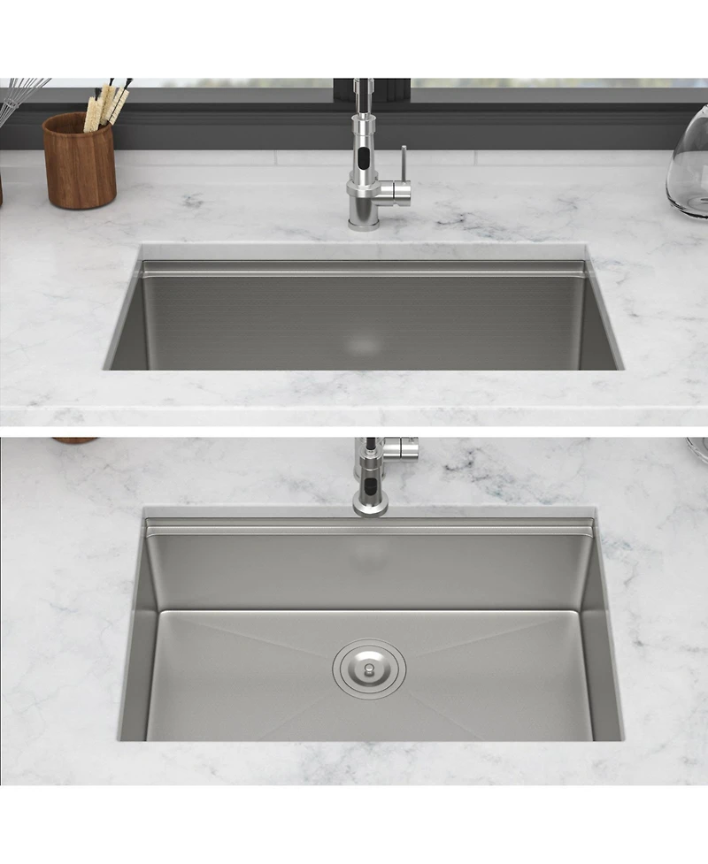 flynama Undermount Workstation Kitchen Sink Single Bowl 16 Gauge Stainless Steel
