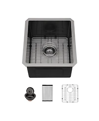 flynama Gunmetal Black Undermount Kitchen Sink 16 Gauge T304 Nano Stainless Steel Single Bowl