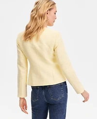 I.n.c. International Concepts Women's Collarless Cotton Tweed Jacket, Macy's Exclusive