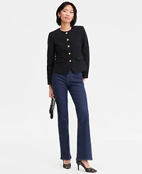 I.n.c. International Concepts Women's Collarless Cotton Tweed Jacket, Macy's Exclusive