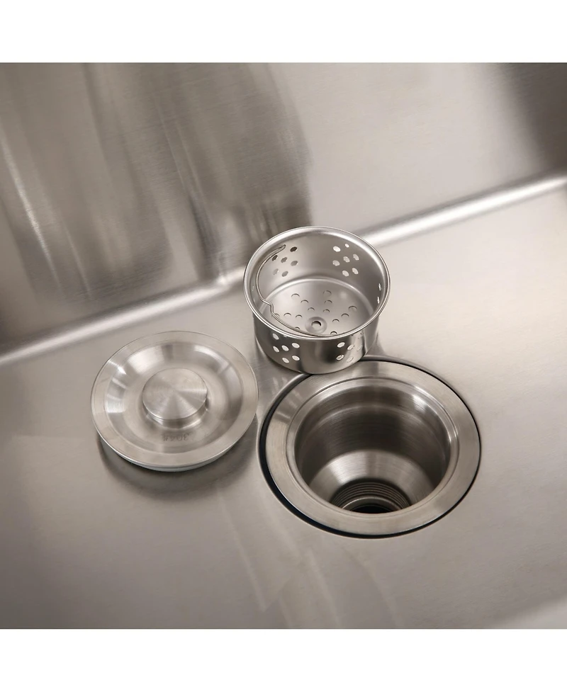 flynama 24inch Silver Brushed Stainless Steel Washing Sink with Faucet Hoses Drain Head Only 12 Gauge Noise Reducing Pads