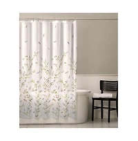 Slickblue Floral Dragonfly Polyester Machine Washable Shower Curtain