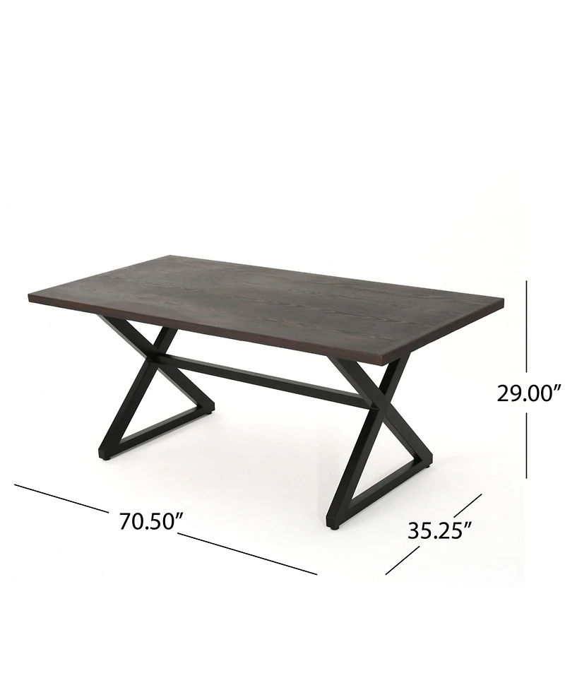 Mondawe 70.50 Inches Outdoor Aluminum Dining Table with Steel Frame and X-Base