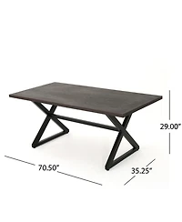 Mondawe 70.50 Inches Outdoor Aluminum Dining Table with Steel Frame and X-Base