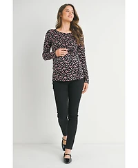 Hello Miz Maternity Long Sleeve Floral Tie Waist Top