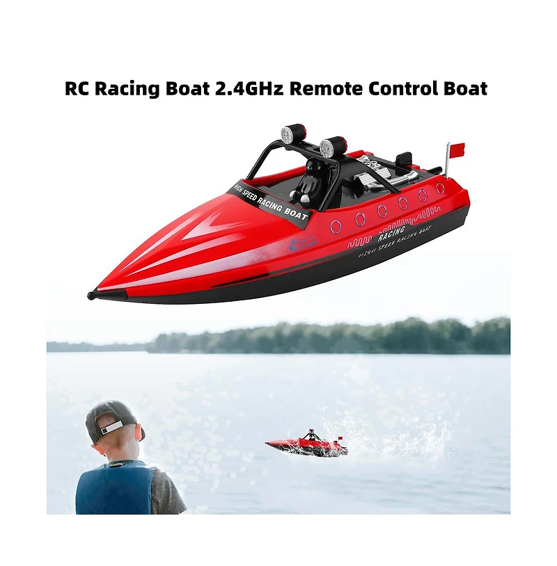 Bruce & Shark 2.4GHz Rc Jet Speedboat, 10 mph High-Speed Racing Boat with Safe Enclosed Propeller