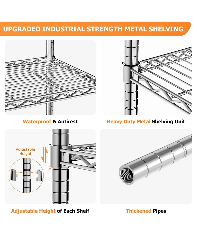 5-Tier 48 in W x 72 in H x 20 in D Height Adjustable Garage Wire Shelving Unit