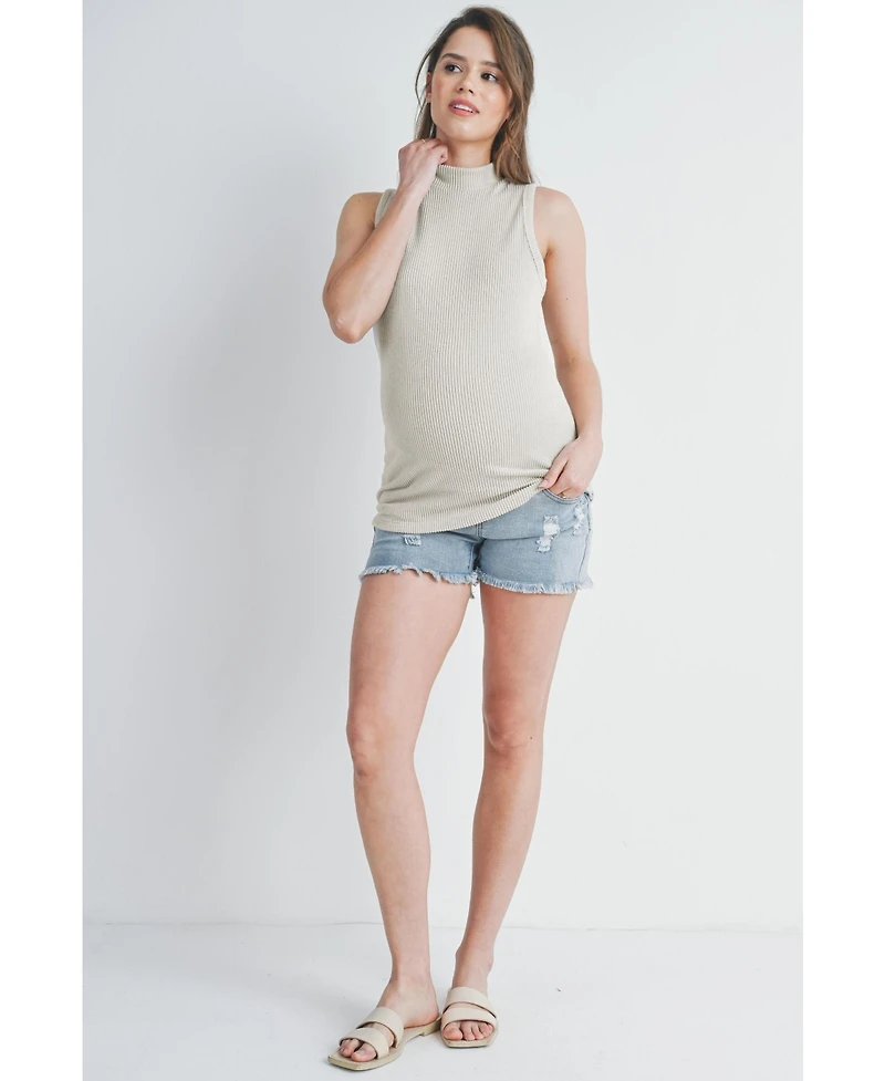 Hello Miz Maternity Sleeveless Mock Neck Tank Top