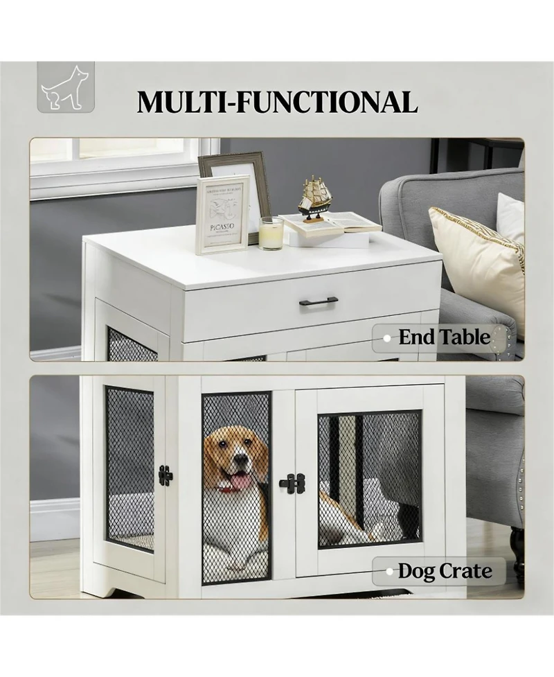 Aostirmotor Dog Crate with 2 Doors in Cream White