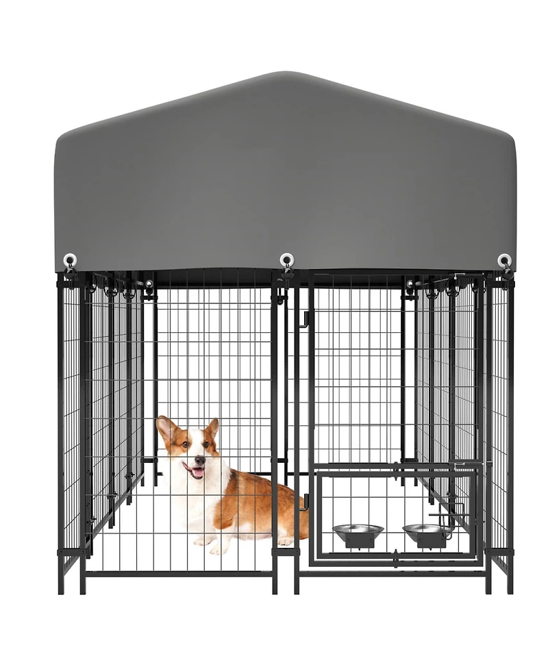 Aostirmotor Dog Crate with Uv-Resistant Waterproof Cover in Grey