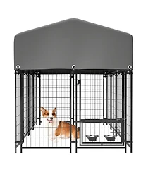 Aostirmotor Dog Crate with Uv-Resistant Waterproof Cover in Grey
