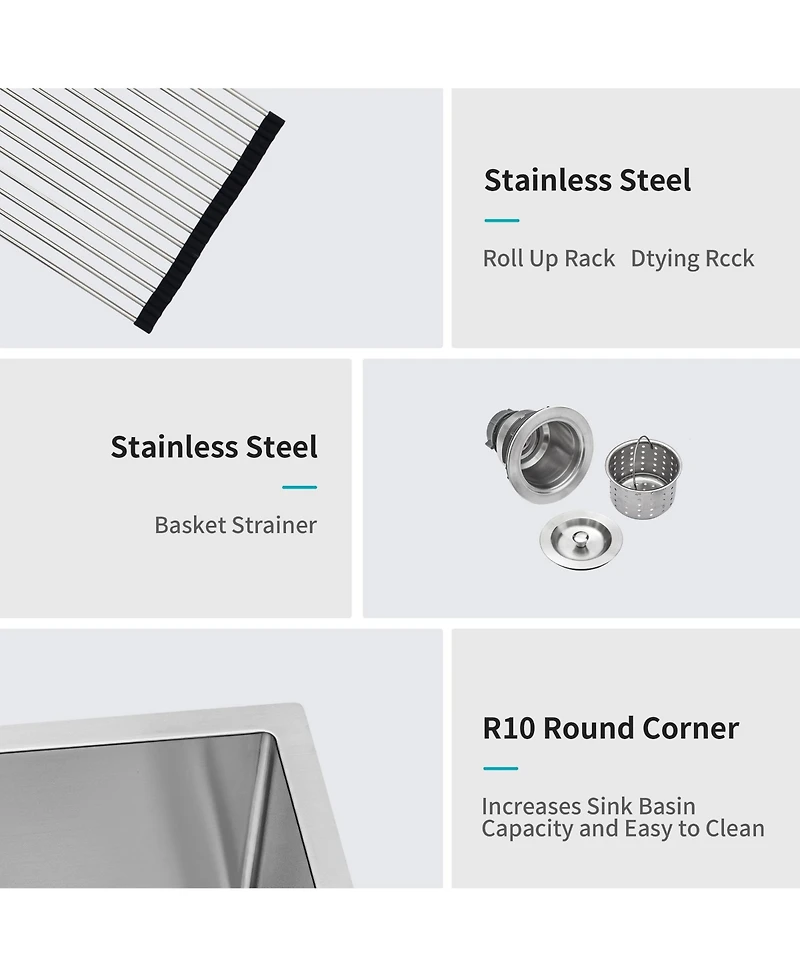 flynama 33x21x10inch Brushed Nickel Farmhouse Kitchen Sink Stainless Steel Apron Front 16 Gauge