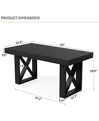 Tribesigns Rectangle Dining Table for 4-6 People, Farmhouse Thick Appearance Design, Rectangular Kitchen Dinner Table