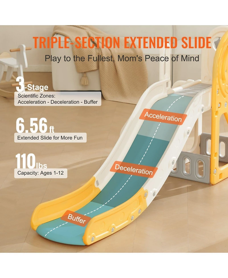 Slickblue Toddler Slide, Kid Slide for Toddlers with Climbable Ladders & Bus Playhouse, Indoor Outdoor Slide Playset for Kids