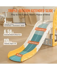 Slickblue Toddler Slide, Kid Slide for Toddlers with Climbable Ladders & Bus Playhouse, Indoor Outdoor Slide Playset for Kids