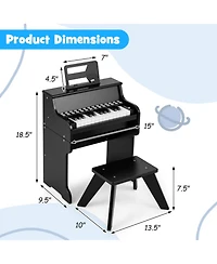 Slickblue 25 Keys Kids Piano Keyboard with Stool Mini Adjustable Speed and Volume