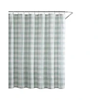 Slickblue Green White Plaid Cotton Shower Curtain, 72-Inch