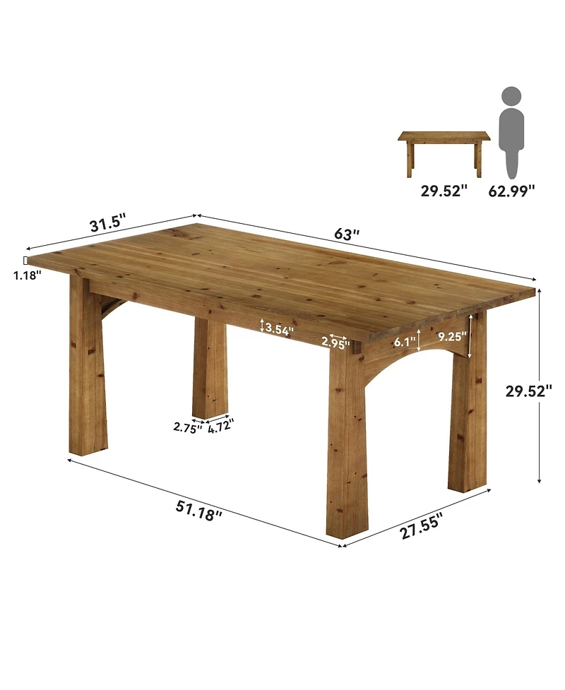 Tribesigns Solid Wood Executive Desk, 63-Inch Computer Desk with Sturdy Wooden Legs, Farmhouse Workstations Writing Table Conference Table