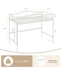 gaomon Twin Loft Bed Frame with Ladder And Guardrail, 400 lbs Heavy Duty Metal Bed, Space Saving, Easy Assembly