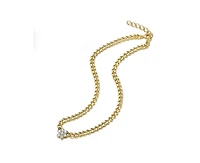 Rachel Glauber 14k Gold Plated Chain Jewelry Set with Cubic Zirconia Flower Accent